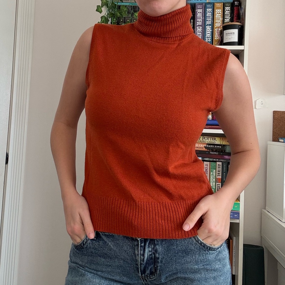 Vintage Women's Cowl Neck Sweater - Burnt Orange